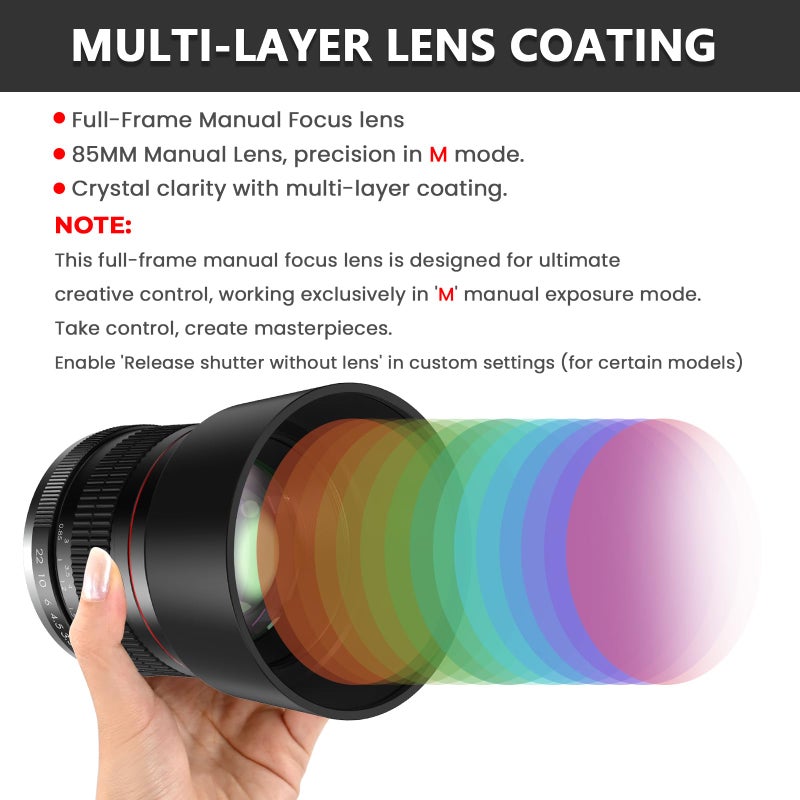 Lightdow E 85mm f1.8 Portrait Lens - MF for Sony a7 IV/a7 III/ZV-E10/a7R V/a7C II/a7R IV/a7S III/a1/a9 III/a6400/a6100/a9 II/a7 II/a6000/NEX-6/NEX-5/Alpha - Manual Focus Mirrorless Cameras Lenses(E Mount) - Image 5